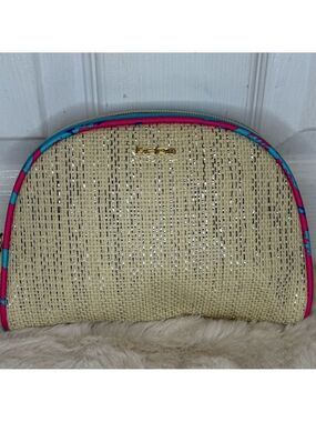 BEBE COSMETIC BAG SEMI CIRCULAR WITH BLUE AND PINK TRIM